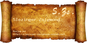 Slezinger Zsigmond névjegykártya